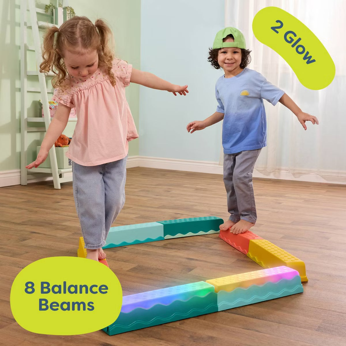 Glow Balance Beams - 8pc Sensory Balance Beams with Lights for Active Play