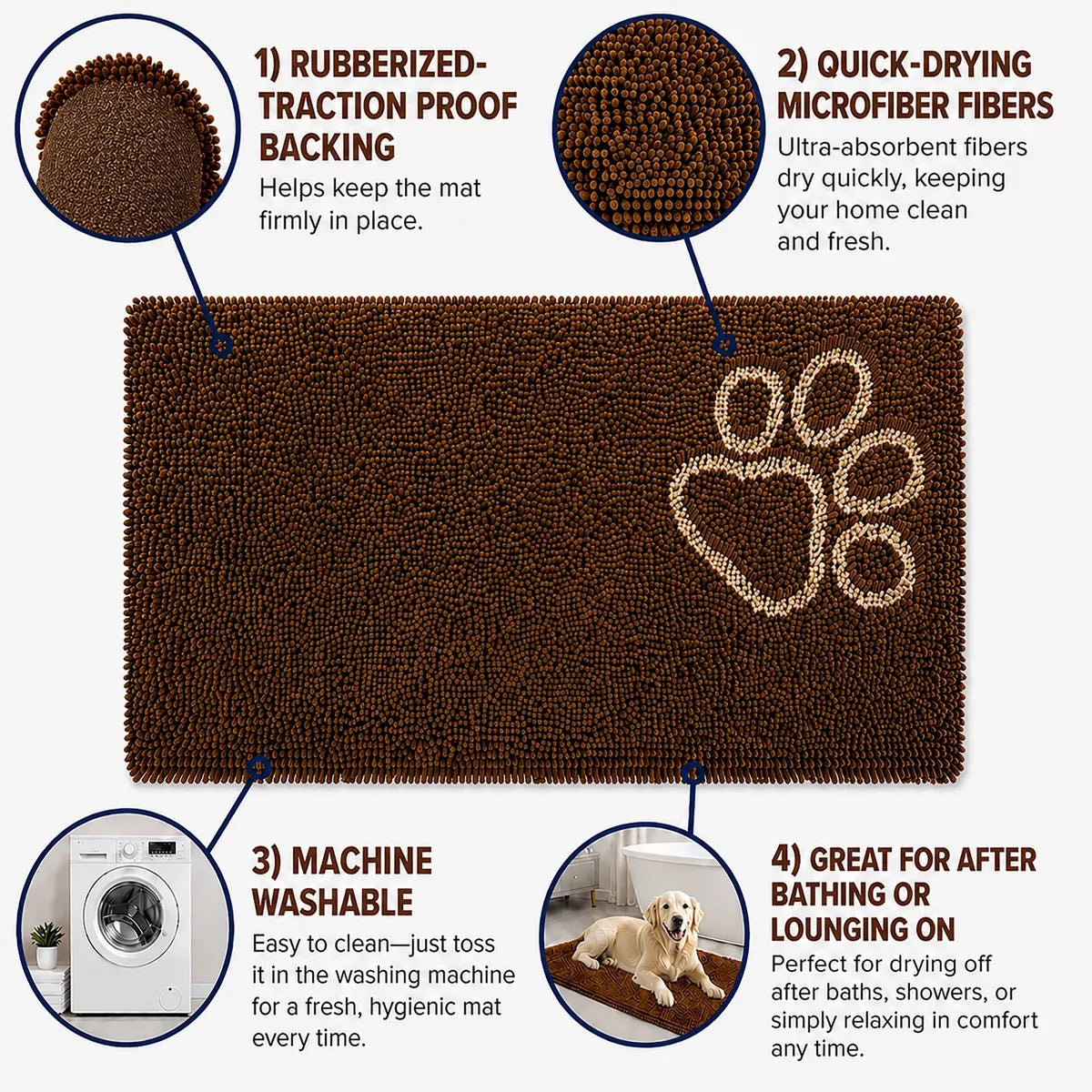 Drying Microfiber Anti-Skid and Machine Washable Dog Mat Pet Bed - 2 P