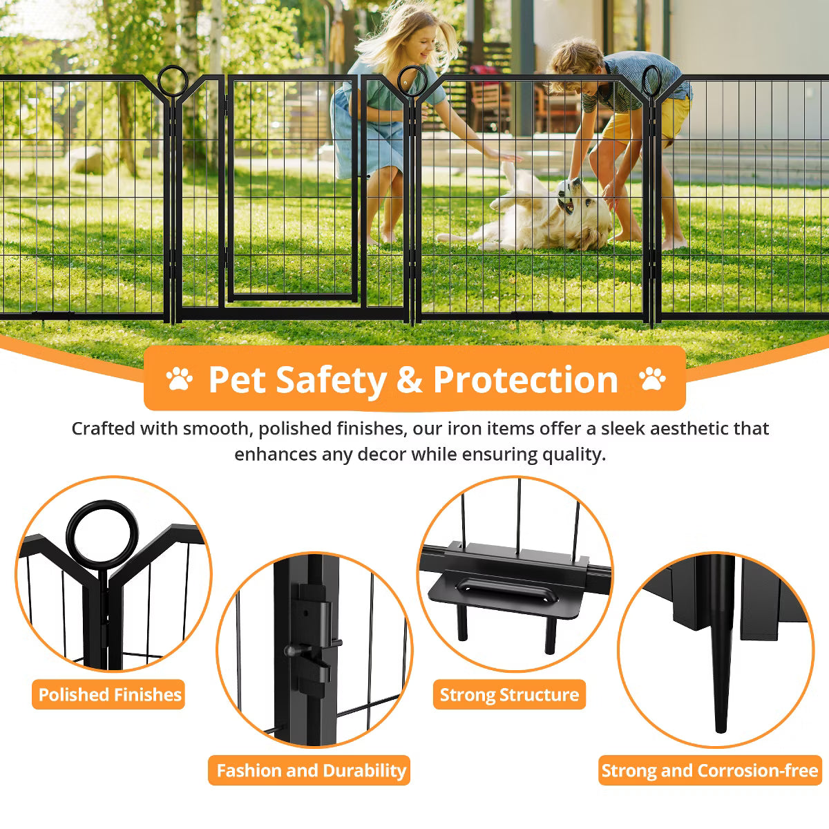 16 Panel Metal Dog Playpen – Portable Exercise Pen with Gate
