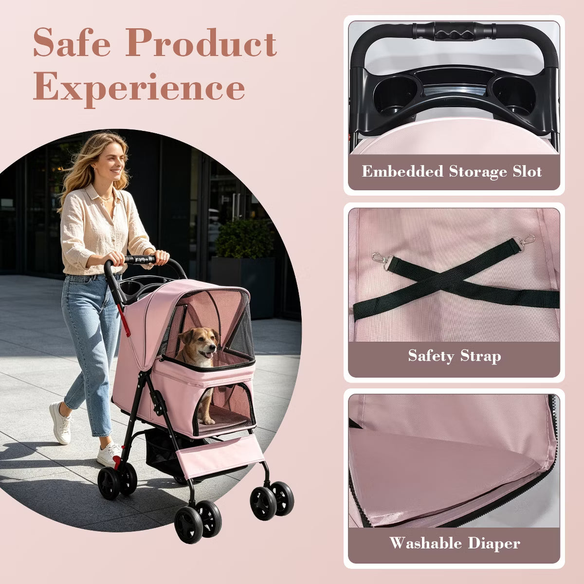 Pet Stroller for Small Dogs and Cats Under 28 lbs,