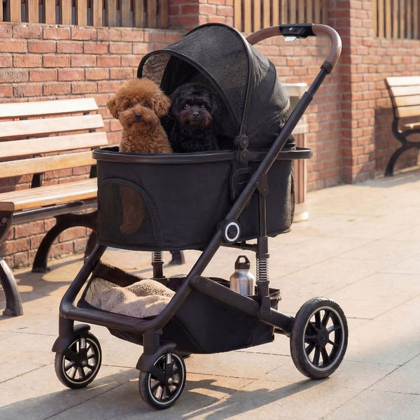 3-in-1 Folding Pet Stroller for Small to Medium Dogs and Cats up to 50 lbs with Storage Basket
