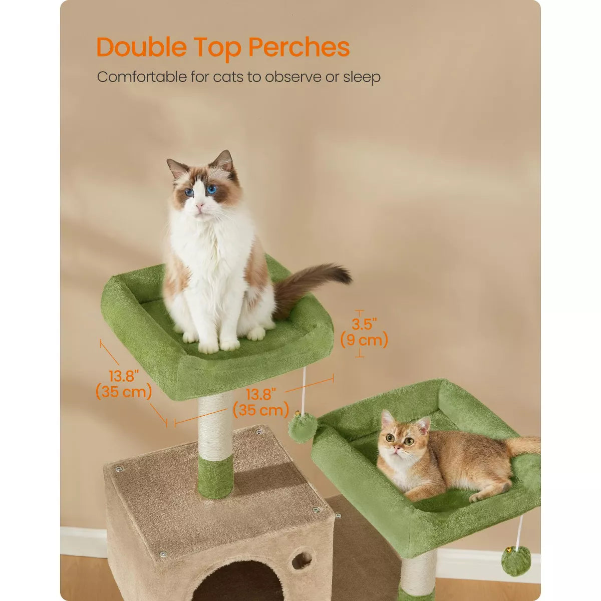 55.8-Inch Cat Tower, Multi-Level Plush Condo with 11 Scratching Posts