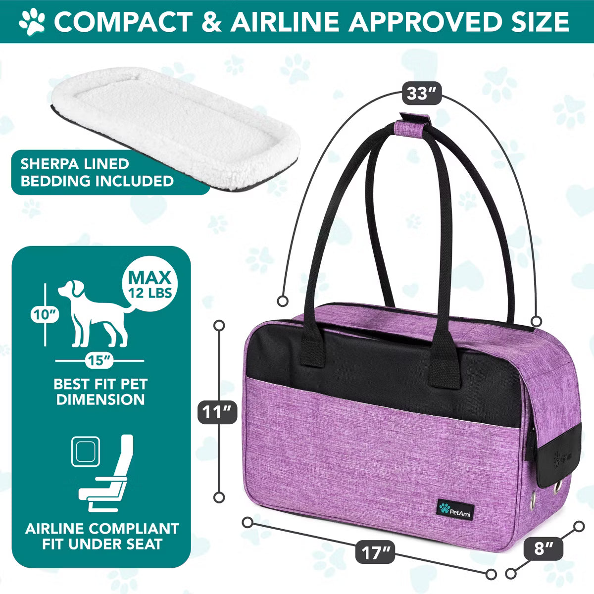Airline Approved Soft Sided Pet Carrying Bag Pockets