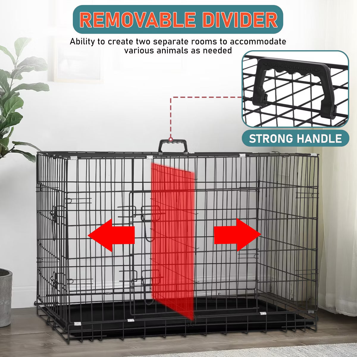 36in Dog Crates for Dogs Folding Mental Wire Crates Dog Kennels Pet Crate with Removable Tray and Handle,