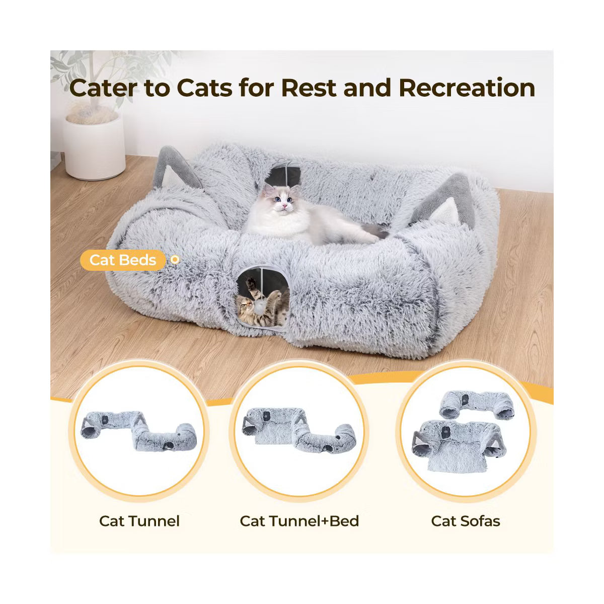 Cat Tunnel Bed Pet Toy for Indoor Cats