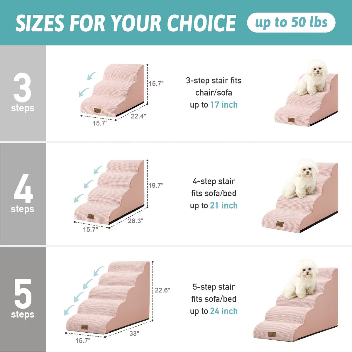 Curved Dog Stairs, Foam Ramp for Small Pets