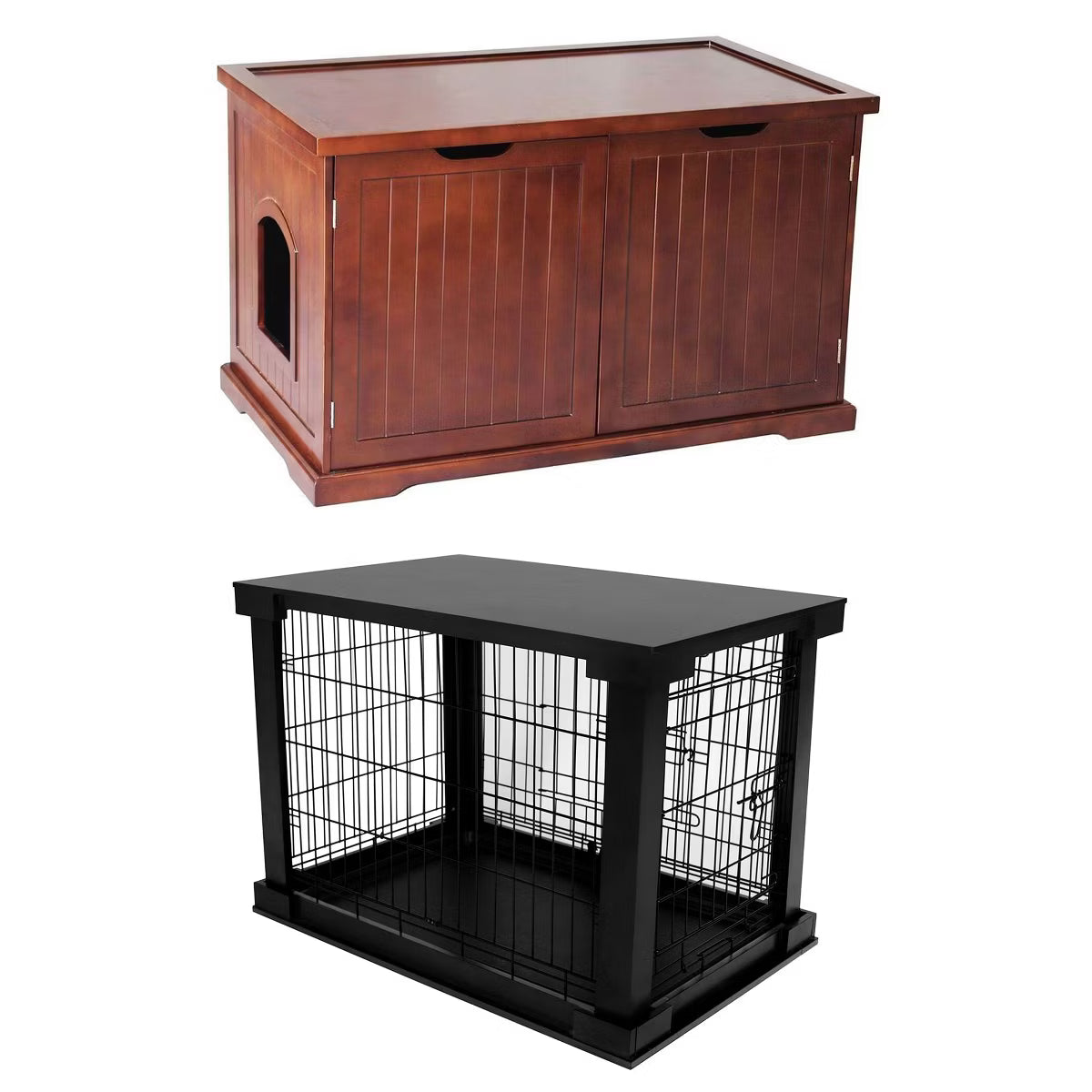 Pet Cat Washroom Bench with Removable Partition Wa