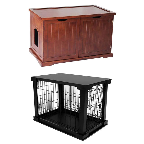 Pet Cat Washroom Bench with Removable Partition Wa