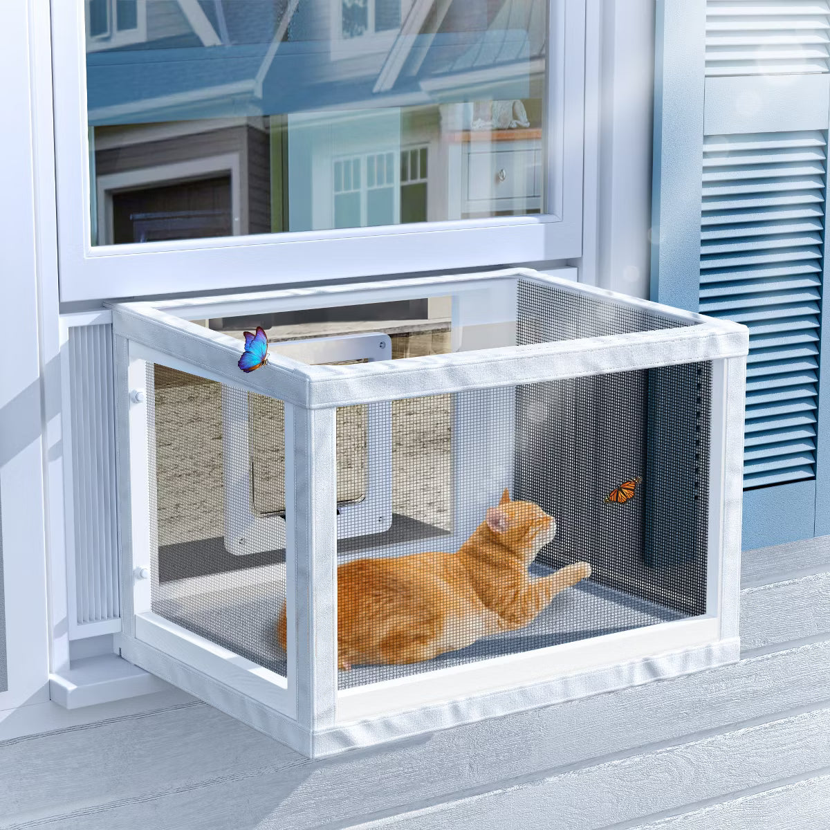 Cat Window Perch Catio with Windproof Cover