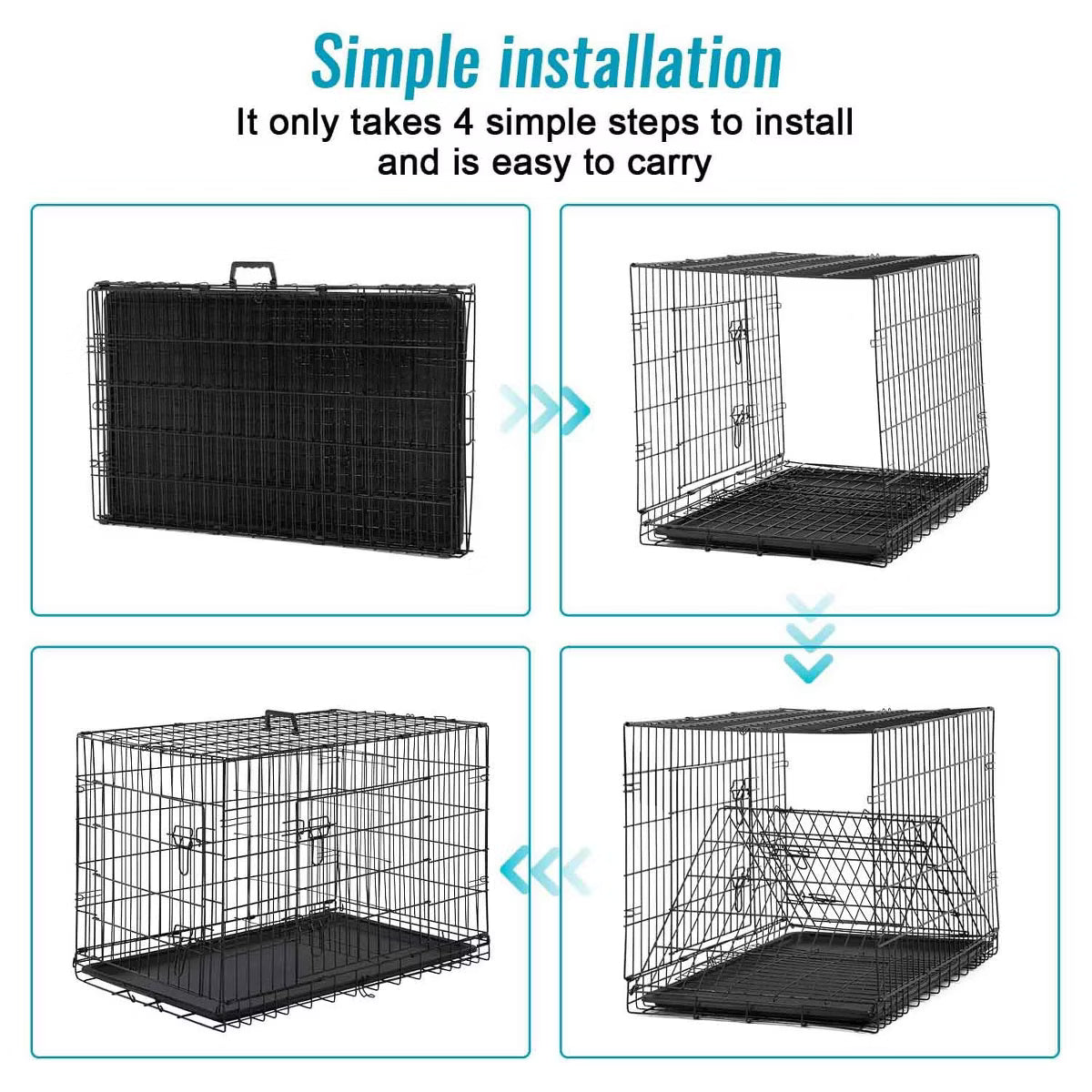 Dog Crate for Small Dogs 24 Inch Folding Metal WirePet Cage Double Door