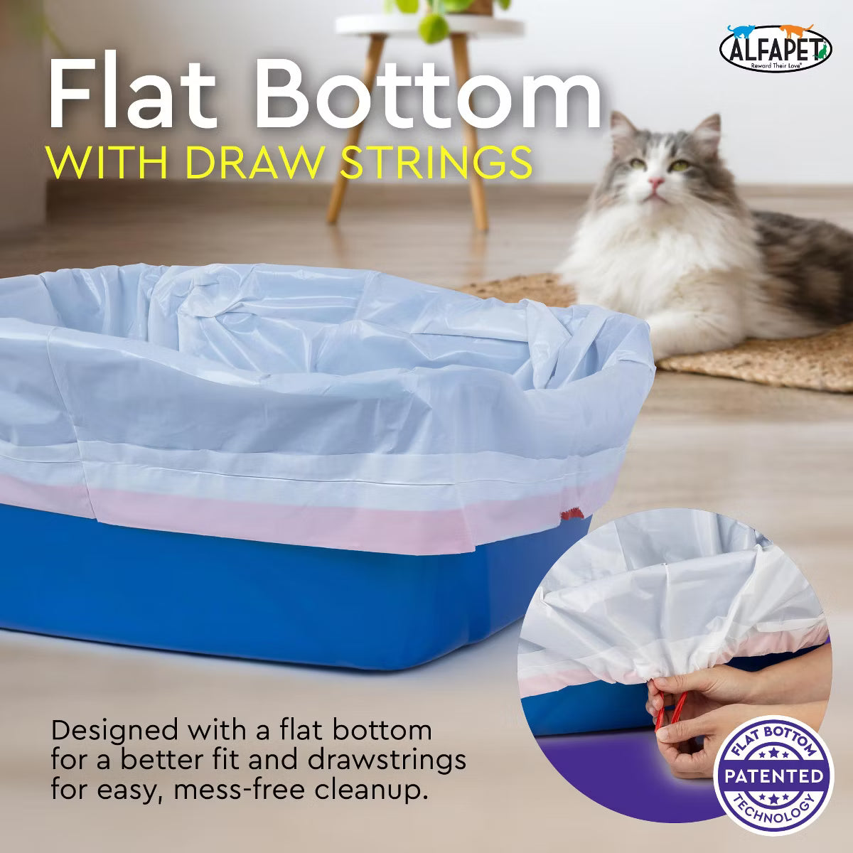 Cat Litter Box Liners Alfapet Heavy Duty Flat Bottom