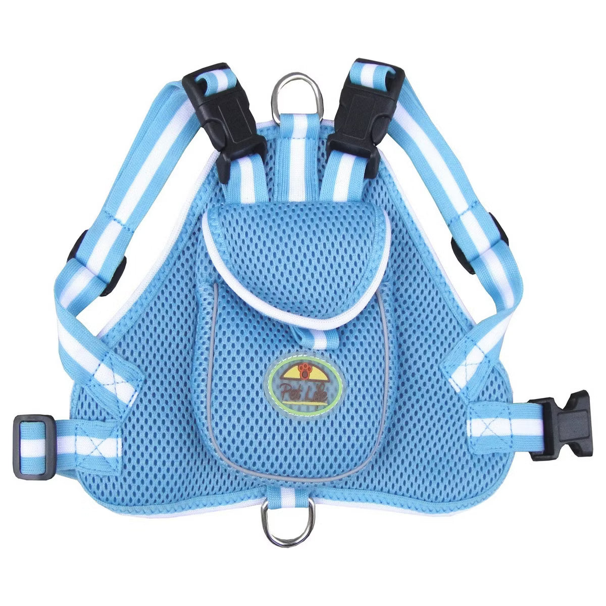 Pocket Bark Reflective Adjustable Fashion Pet Dog Harness with Velcro Pouch and Dual Harness Rings