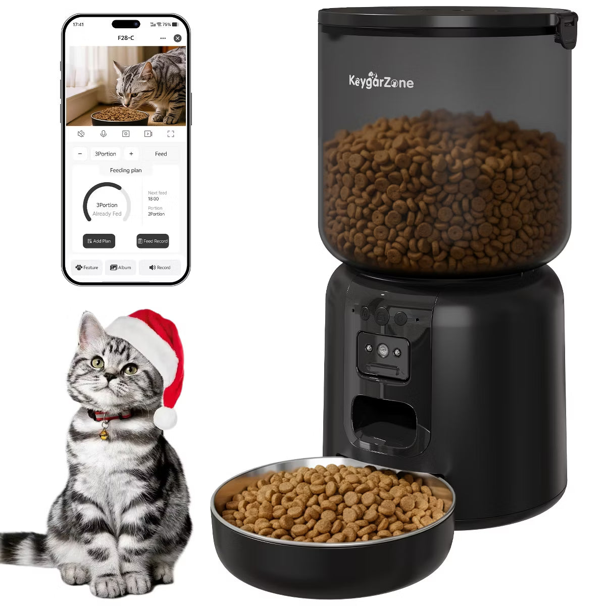 4L Automatic Pet Cat Feeder with Camera, WiFi,