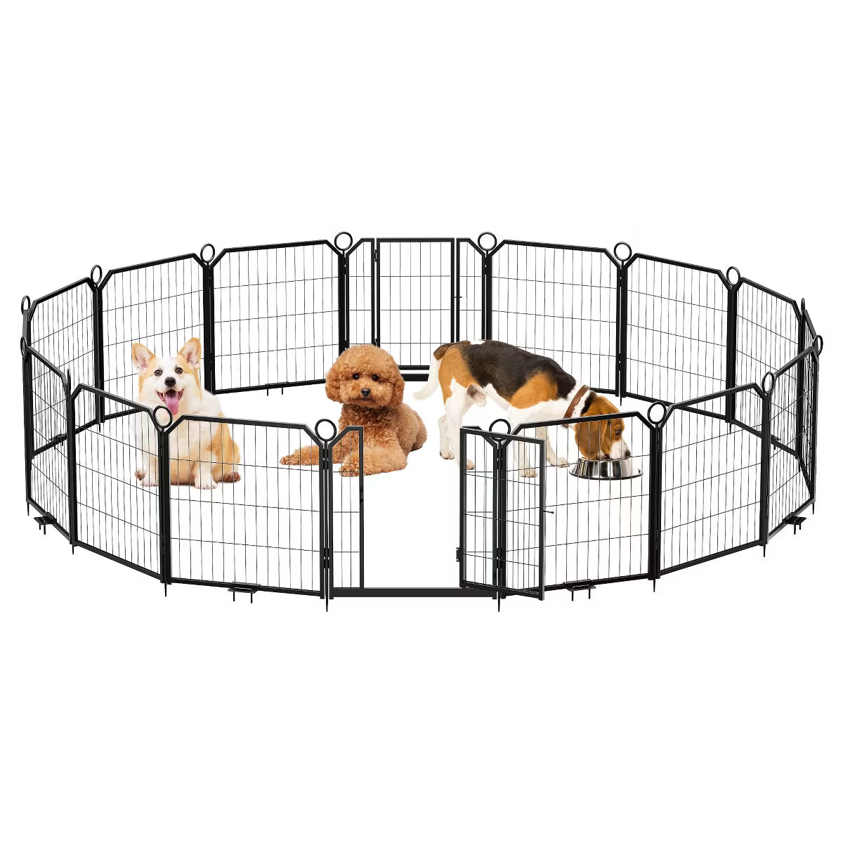 16 Panel Metal Dog Playpen – Portable Exercise Pen with Gate