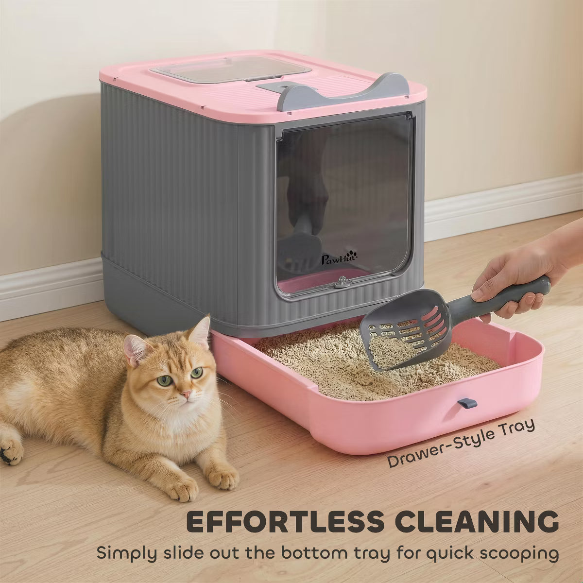 Cat Litter Box with Lid, Enclosed Litter Box for Medium Cats