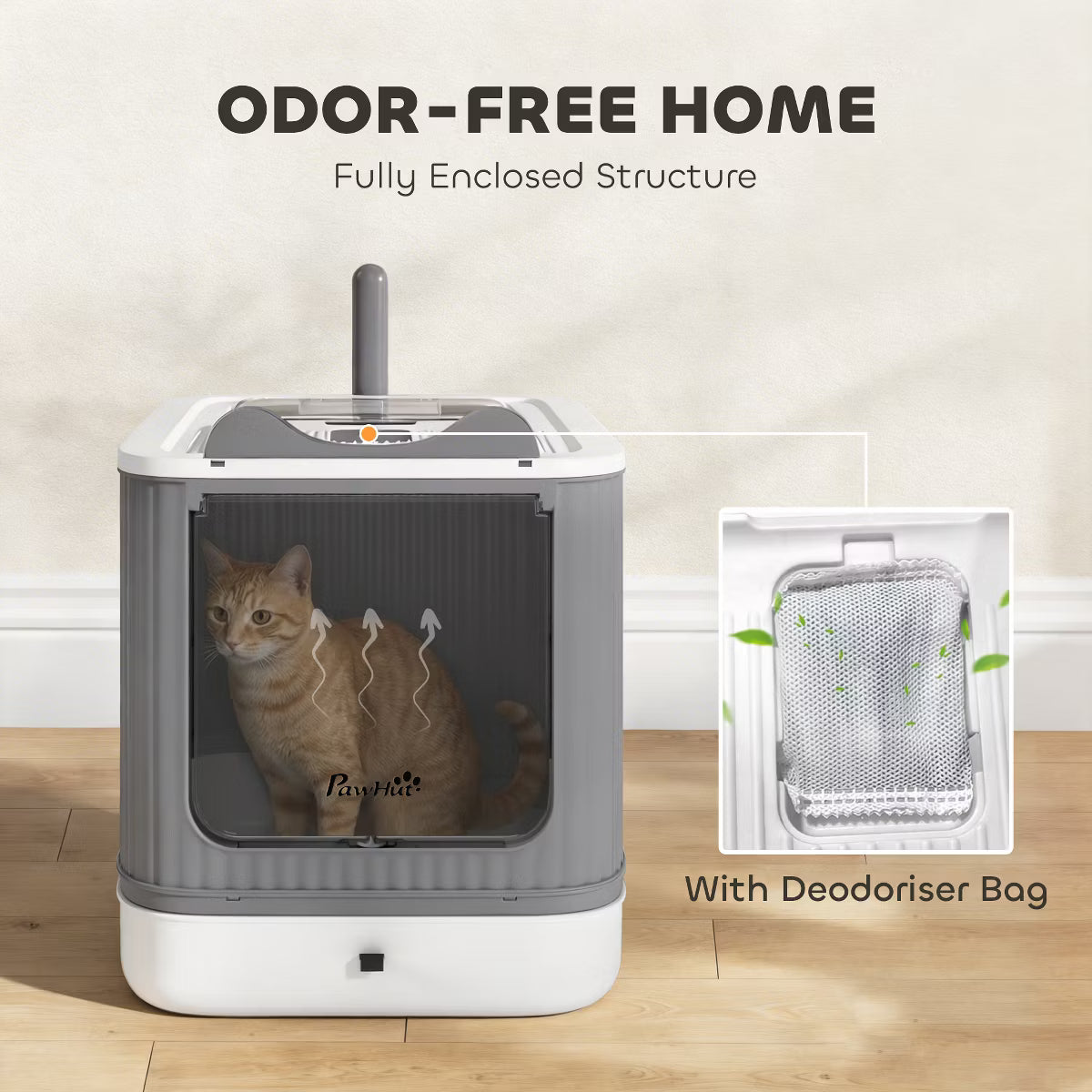 Cat Litter Box with Lid, Enclosed Litter Box for Medium Cats