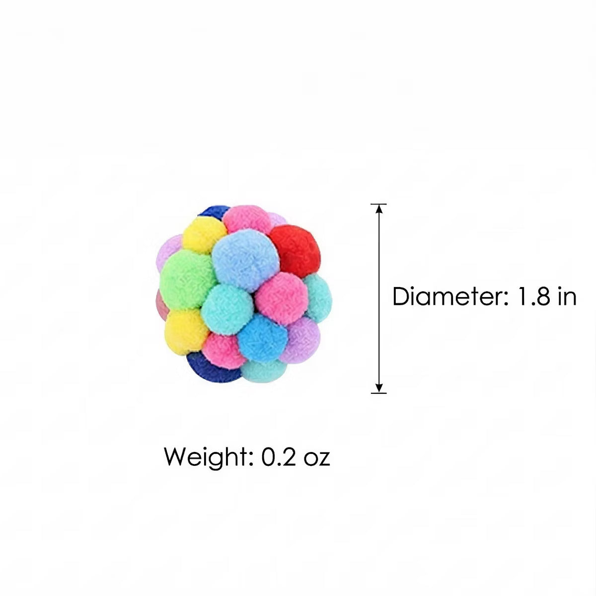 6 Pack Colorful Plush Cat Toy Balls