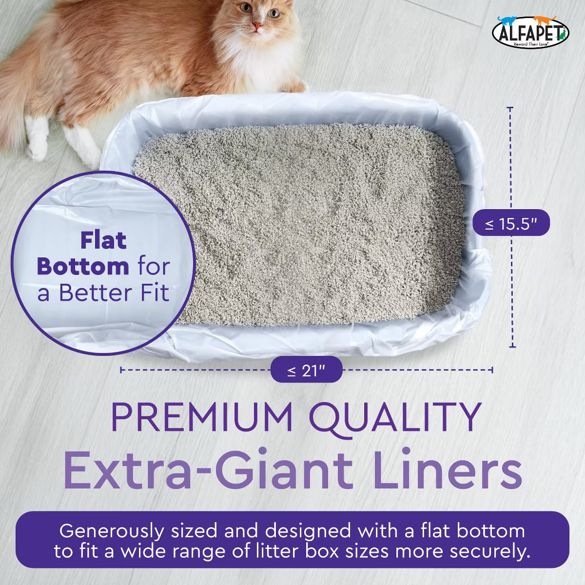 Cat Litter Box Liners Alfapet Heavy Duty Flat Bottom