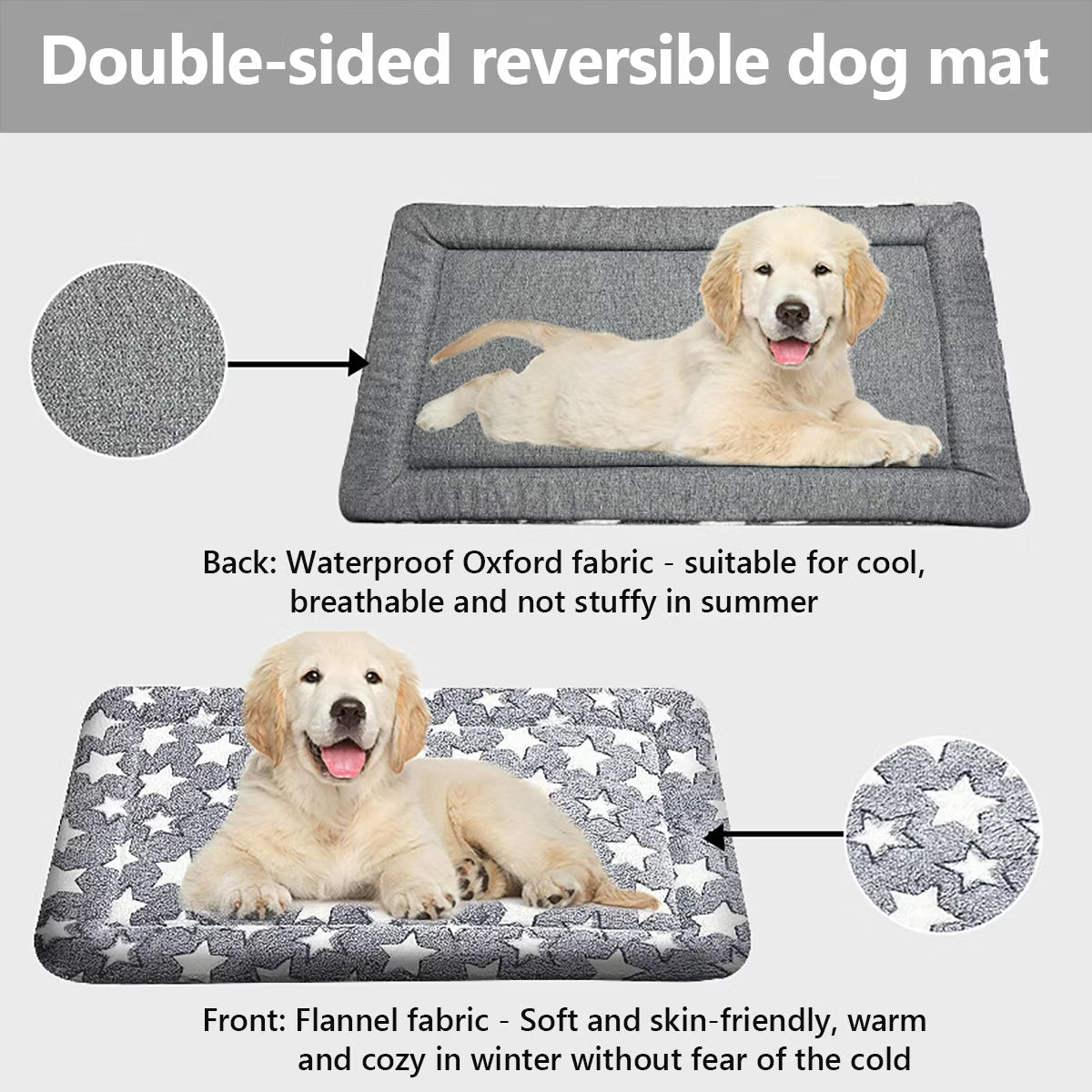 30x20 Inch Gray Washable Dog Bed - Plush Non-Slip