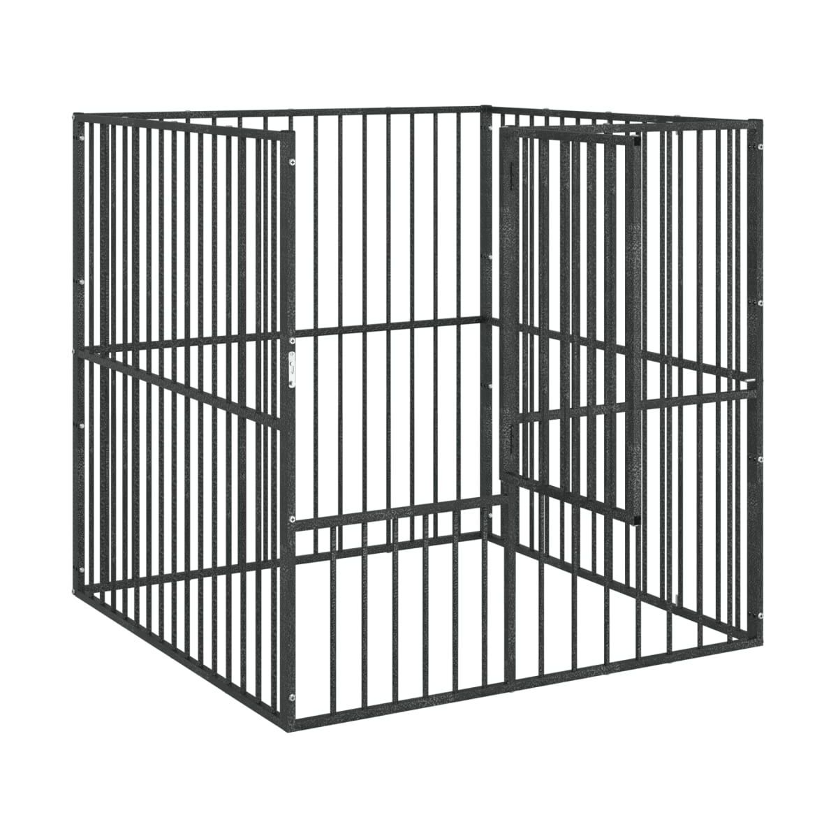 Dog Playpen Black Galvanized Steel 39.4 in Durable Dog Playpen
