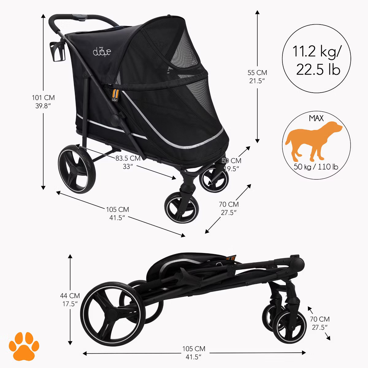 CHAMP Big Raincover Pet Stroller