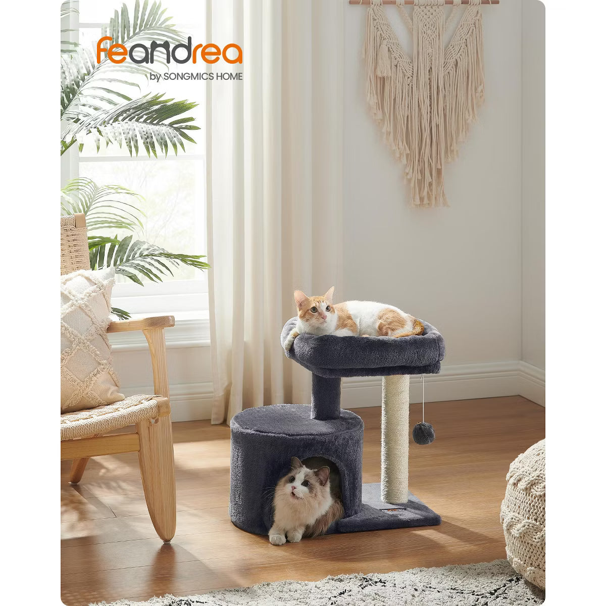 Cat Tree Tower with Sisal Scratching Post, Cat Condo with Padded Perch,