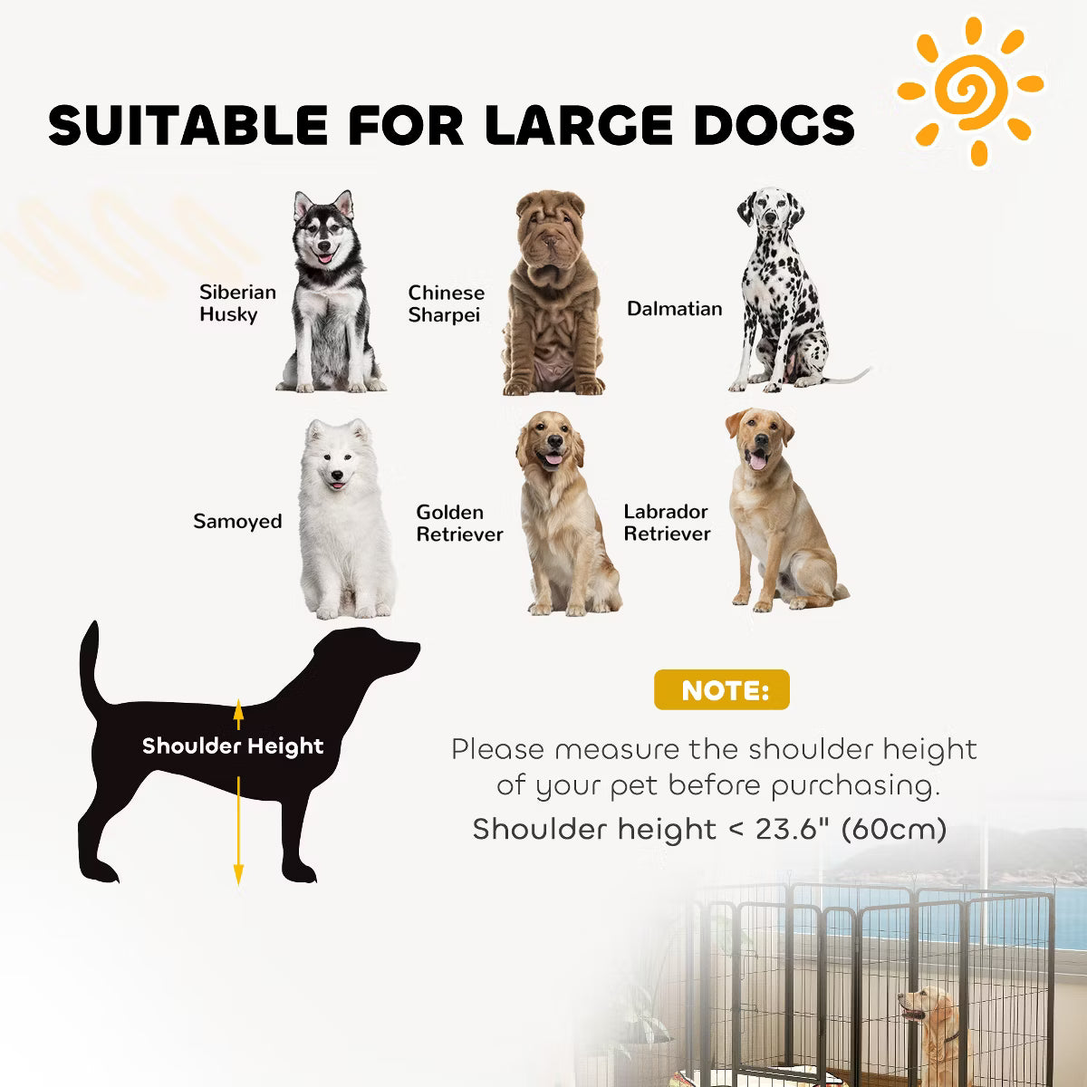 39-Inch Exercise Pen Heavy Duty Dog Playpen Eight Panel