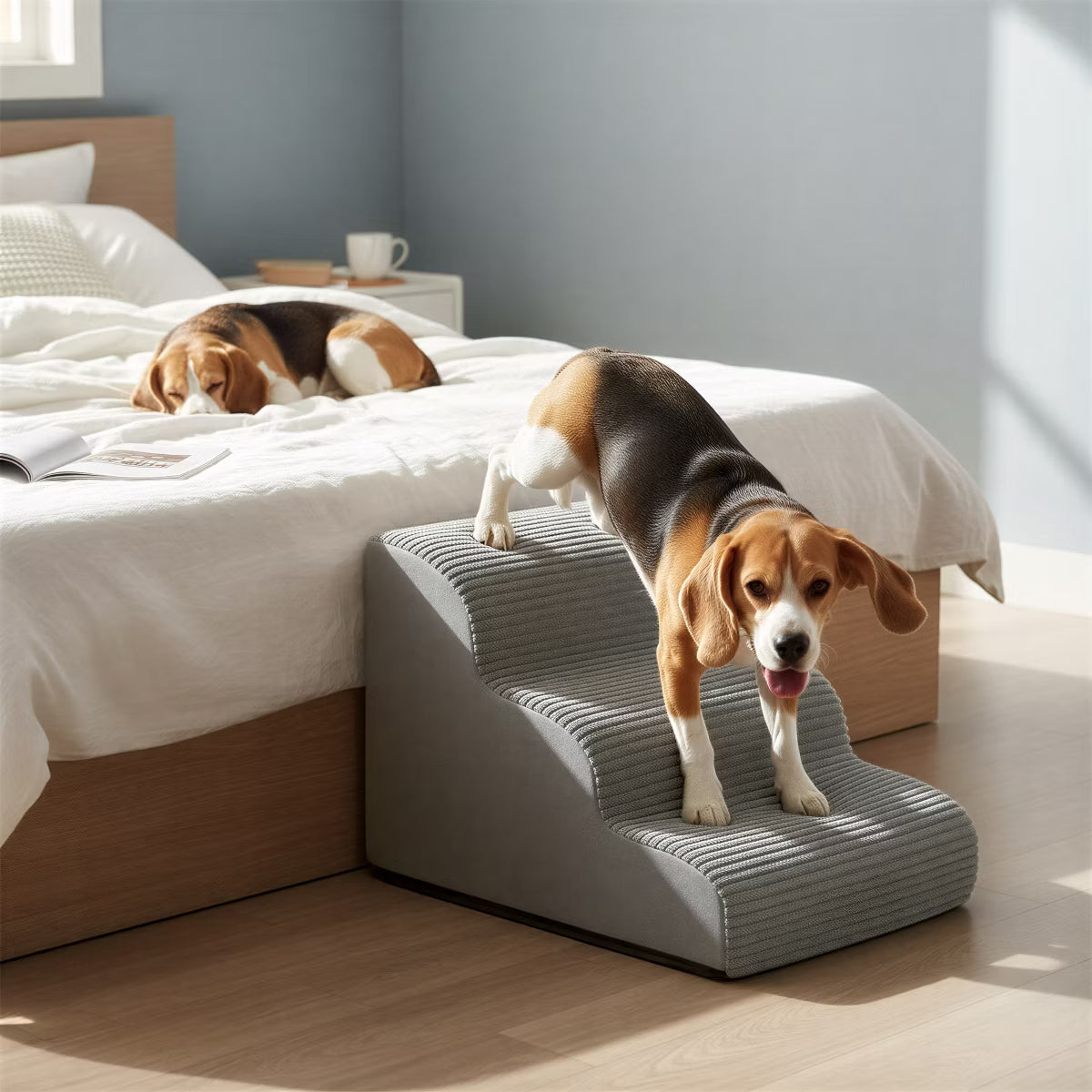 3-Step Dog Stairs, Anti-Slip Foam Pet Steps for Bed, 22.4 x 15.8 x 15.8 inches