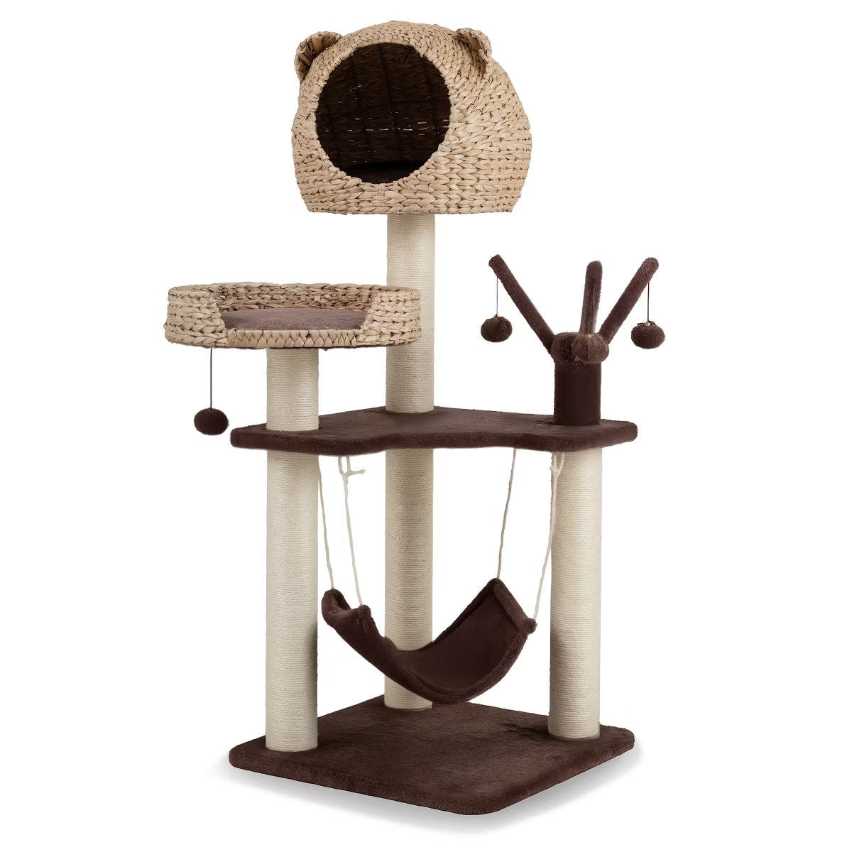 48'' Tall Cat Tree Tower Multi-Level Play Activity Center withCondo Hammock Cushion