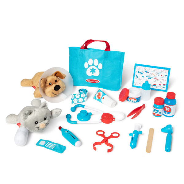 Examine and Treat Pet Vet Pretend Play Set With Plush Dog And Cat (24 Pcs)