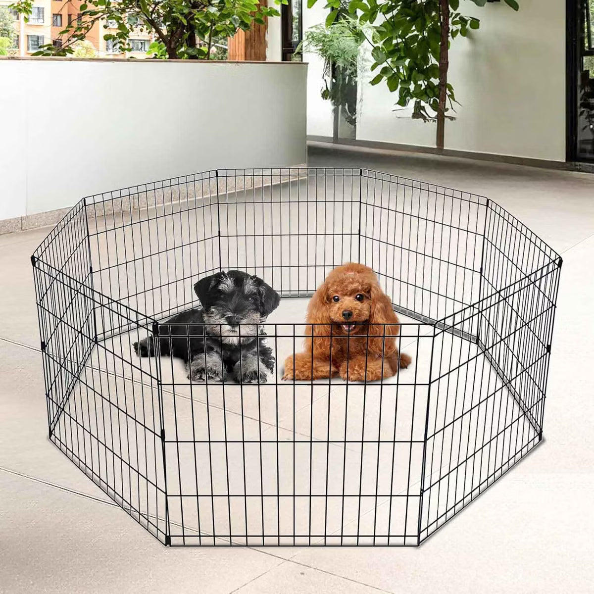 24 Inch Dog Pen 8 Panel Dog Playpen Indoor Outdoor