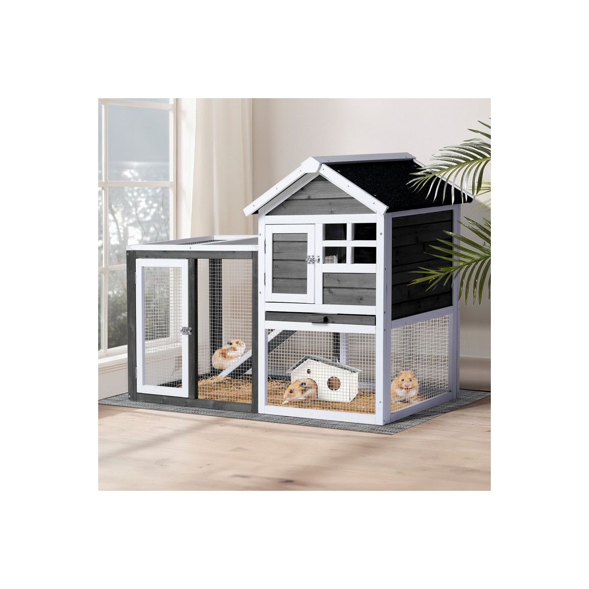 Chicken House with Leakproof Pull-Out Tray and UV-Resistant Roof Panel