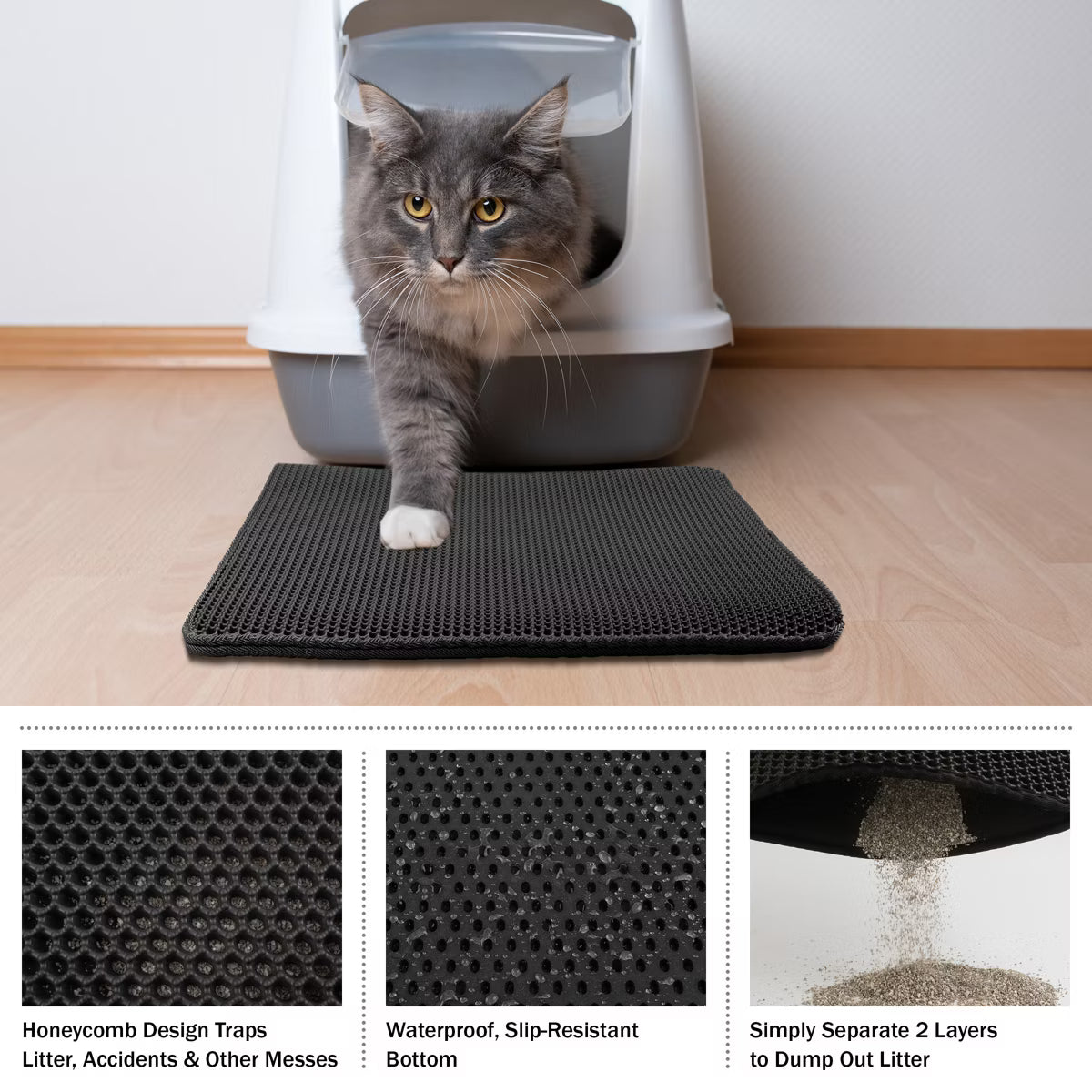 Waterproof Cat Litter Mat Black