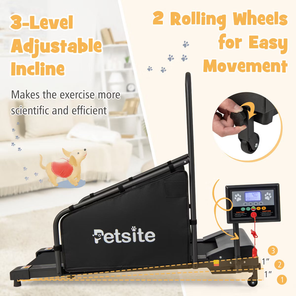 Dog Treadmill for Small/Medium Dogs Indoors Pet Running Training