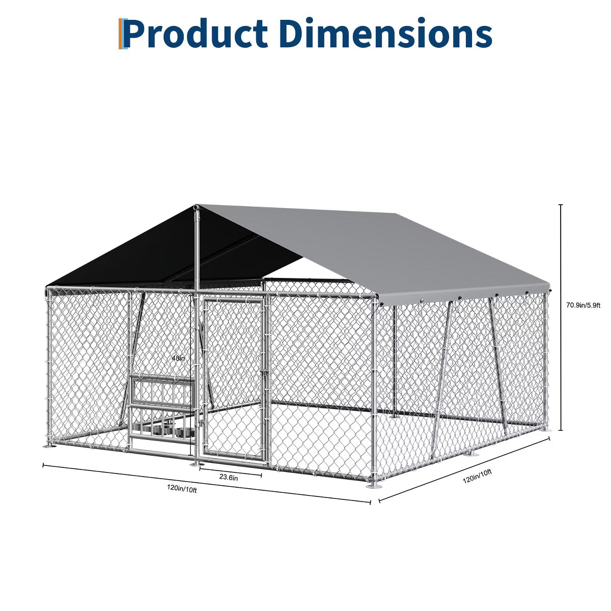 Outdoor Dog Kennel with Waterproof Cover & Lockable Door