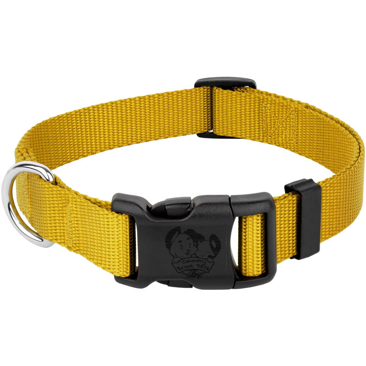 Everyday Nylon Dog Collar (Large, 1 Inch Wide, Gold)
