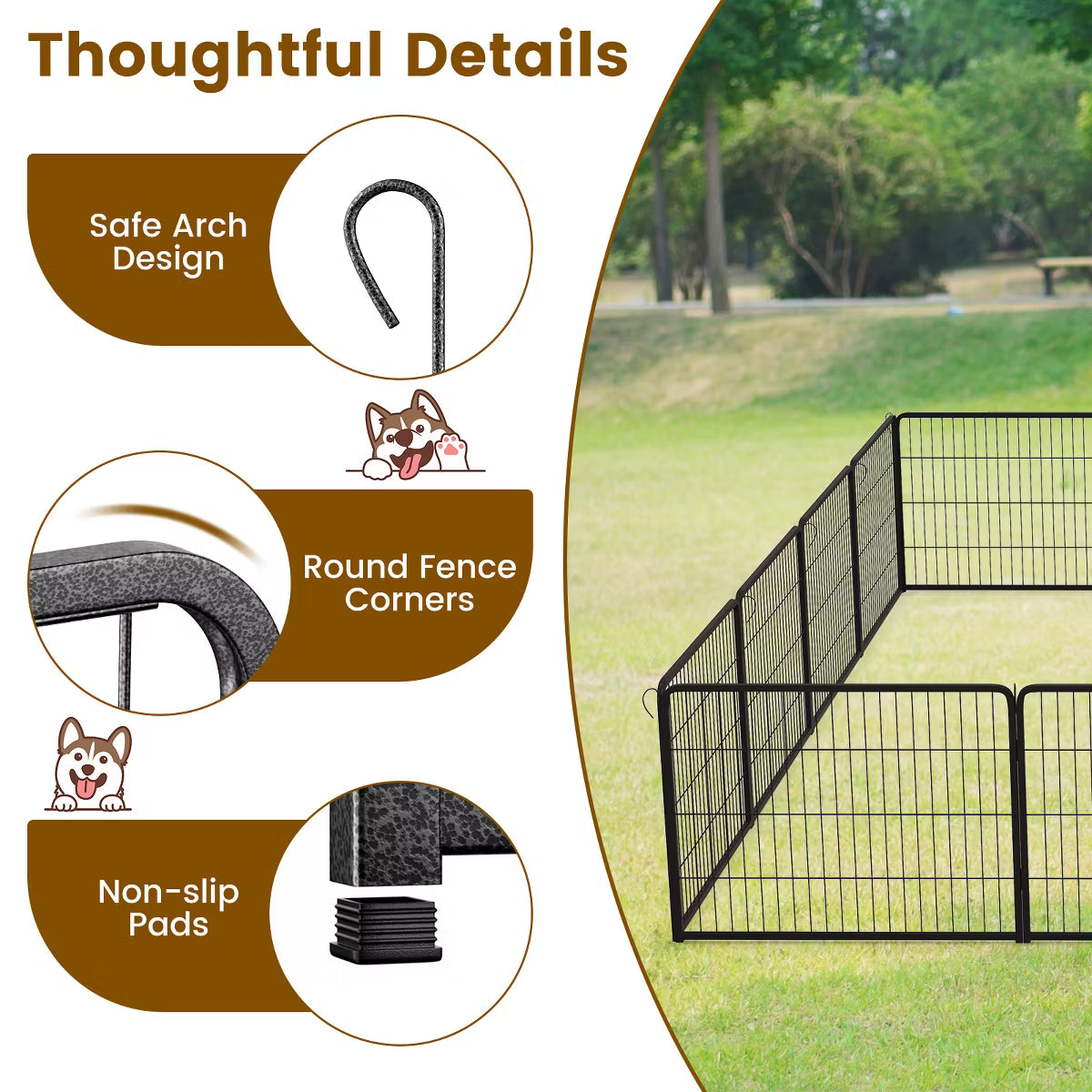 16 Panel 24" Height Pen Fence w/ Lock Indoor Outdoor Foldable Fencing Gate