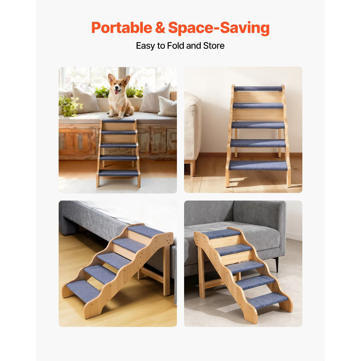 5-Step Dog Stairs for High Beds, Sofa & Cars
