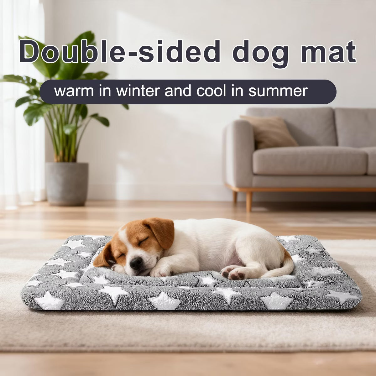 30x20 Inch Gray Washable Dog Bed - Plush Non-Slip