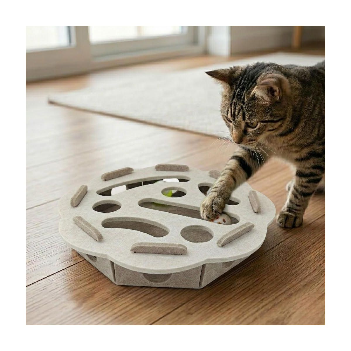 Cat Puzzle Toy Felt Treat Maze Enrichment Toy for Indoor Cats