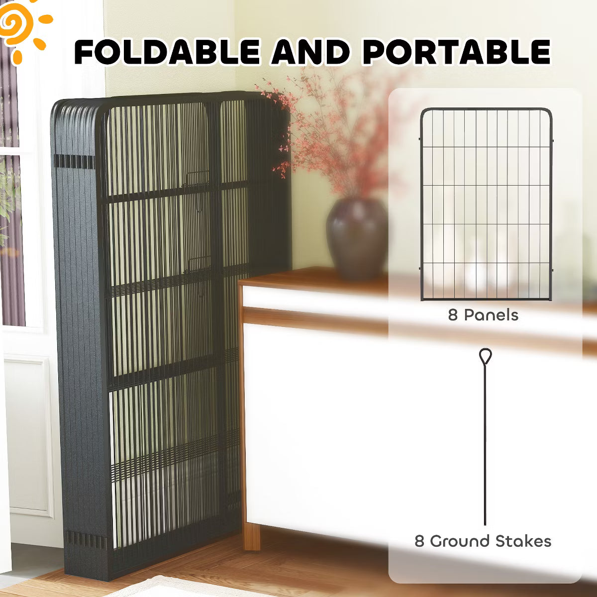 39-Inch Exercise Pen Heavy Duty Dog Playpen Eight Panel