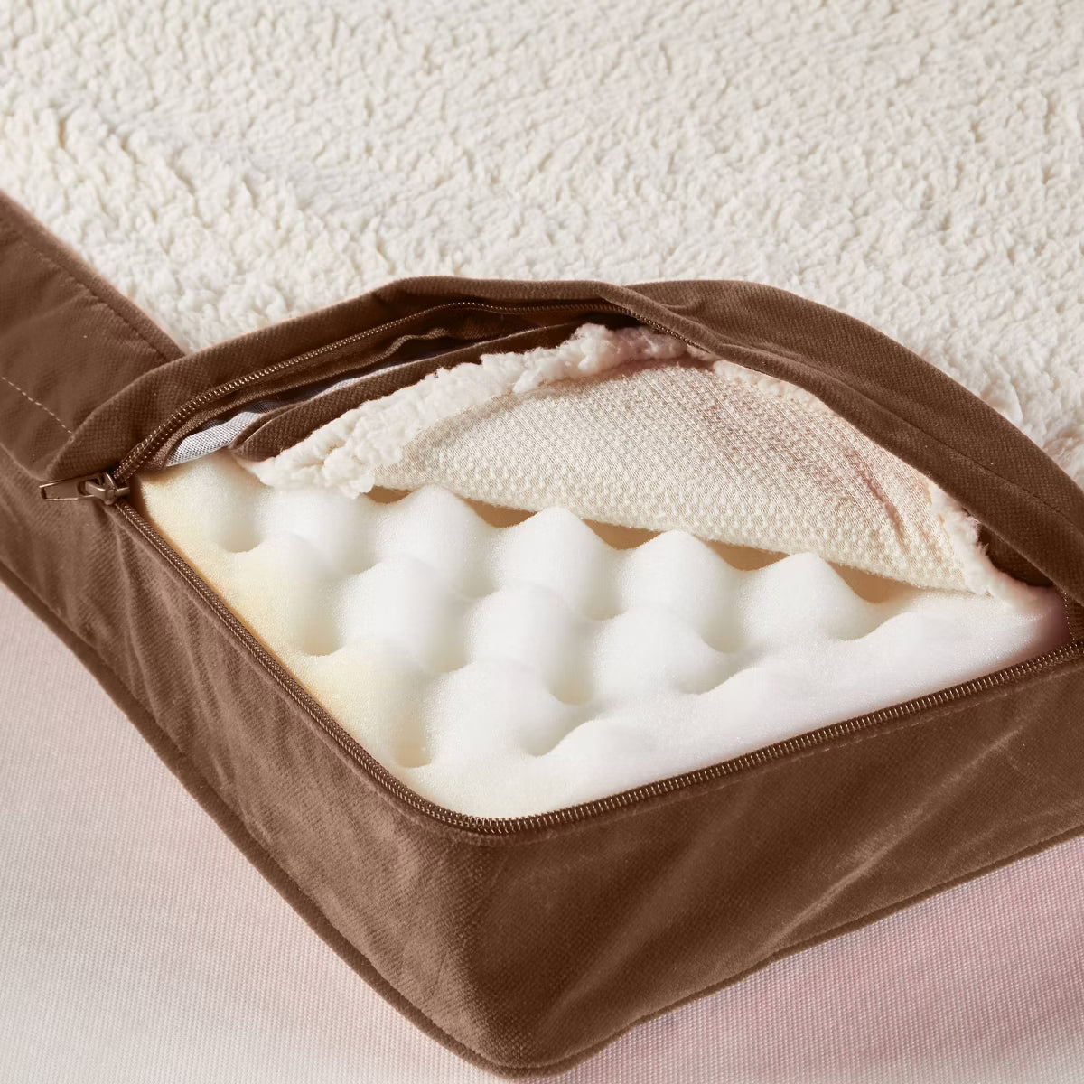 Cozy High Pile Fleece Cat Bed - Latte