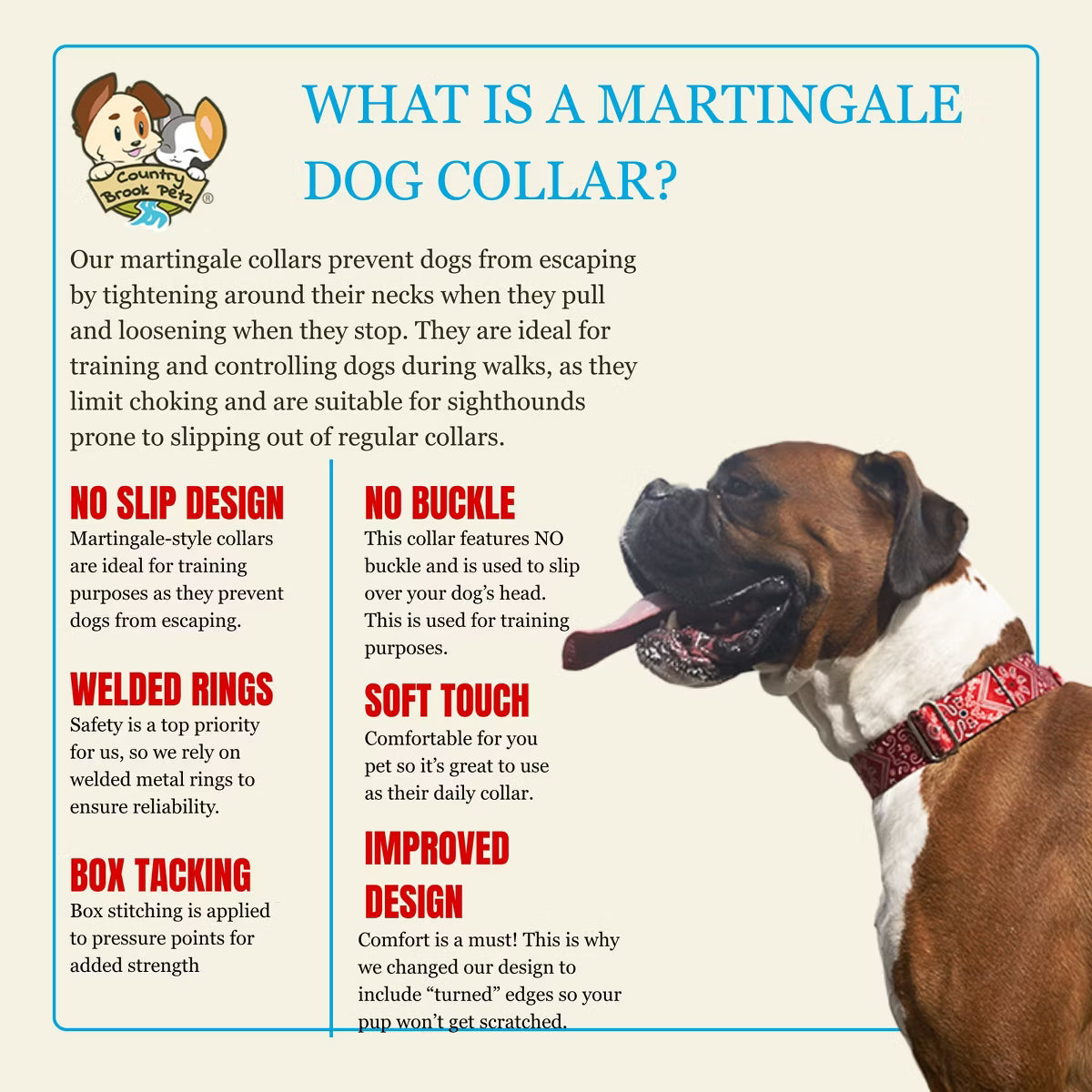 Wide Martingale Dog Collar (Red Bandana, Extra Large)