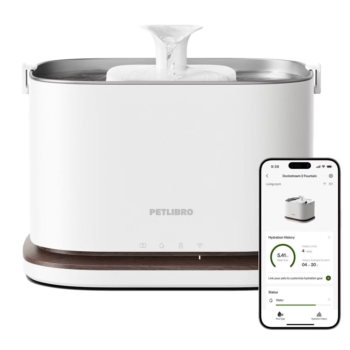 L Dockstream 2 Cordless Cat Automated Fountain - White