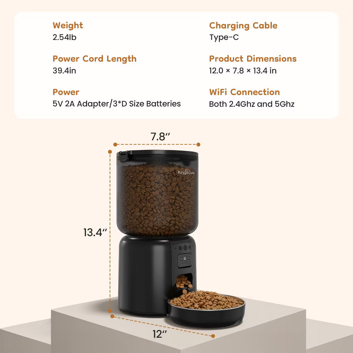 4L Automatic Pet Cat Feeder with Camera, WiFi,