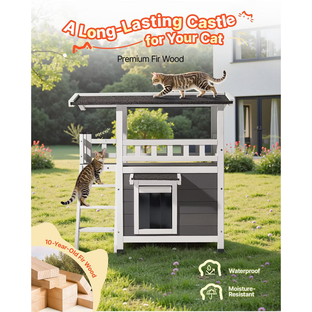 Outdoor Cat House Gray