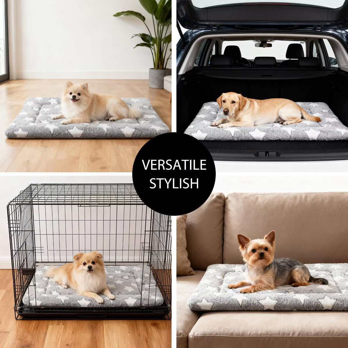 30x20 Inch Gray Washable Dog Bed - Plush Non-Slip